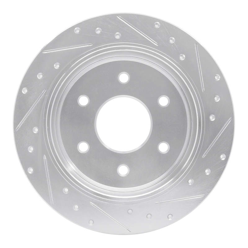 Infiniti QX56 Brake Rotor (1) - Rear Left - R1 Concepts - Drilled & Slotted - Silver - `04-`15